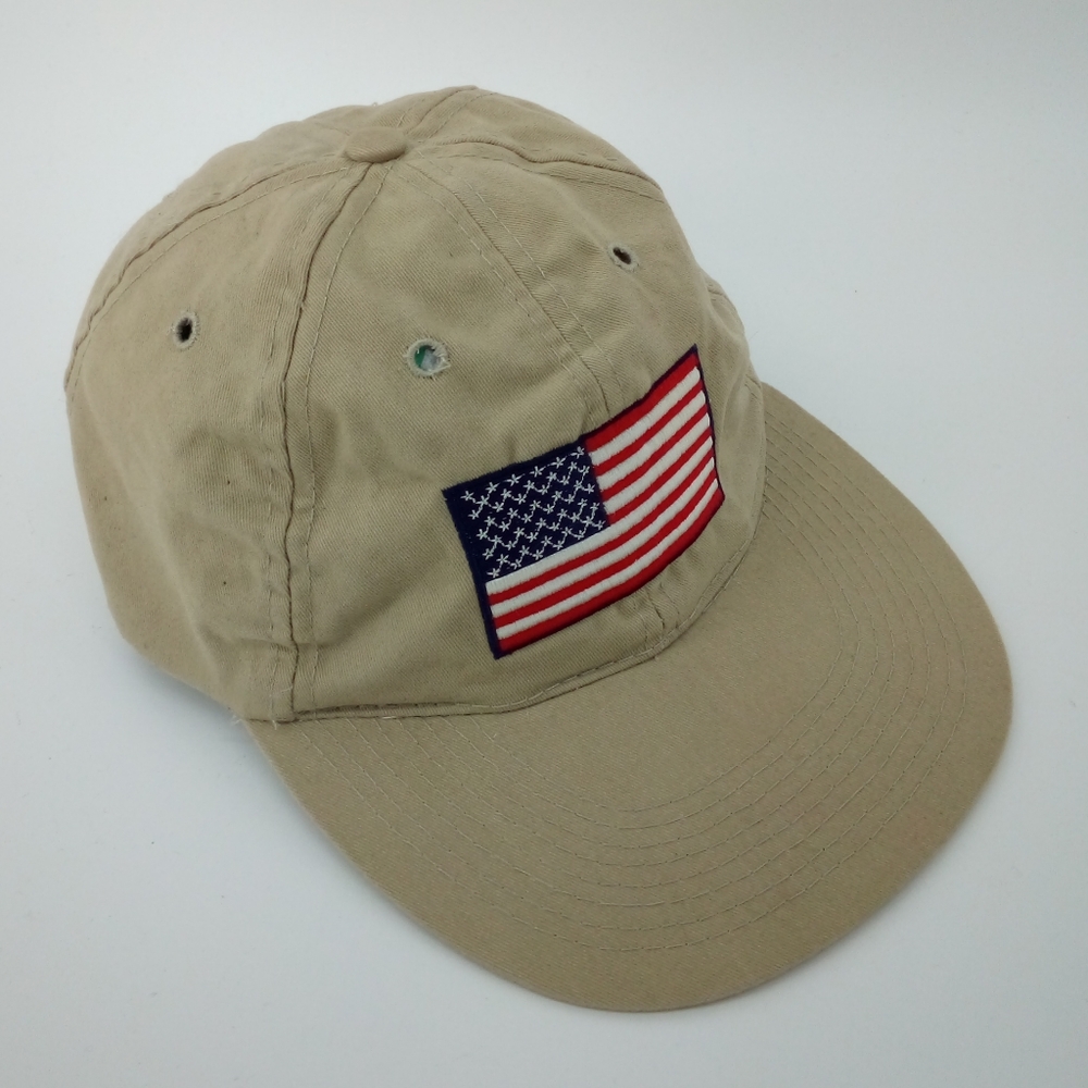 Vintage Sports Illustrated Otto Cap American Flag Cotton Blend Men's Tan Hat